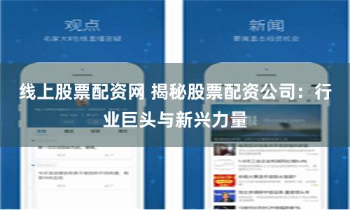 线上股票配资网 揭秘股票配资公司：行业巨头与新兴力量